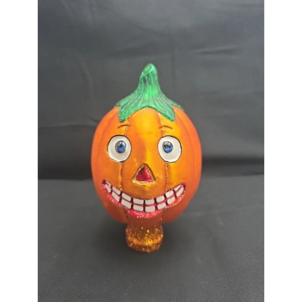 Old World Christmas Halloween Pumpkin Jack O Lantern Tree Topper 2004 6